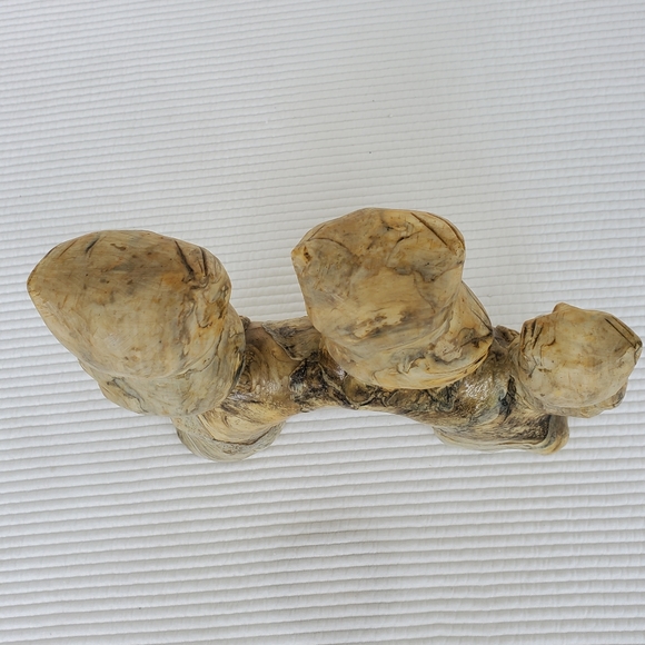 Wood Carved Owls On A Branch Vintage 10"x7" Google Eyes Statue MCM Figurine - Picture 6 of 14
